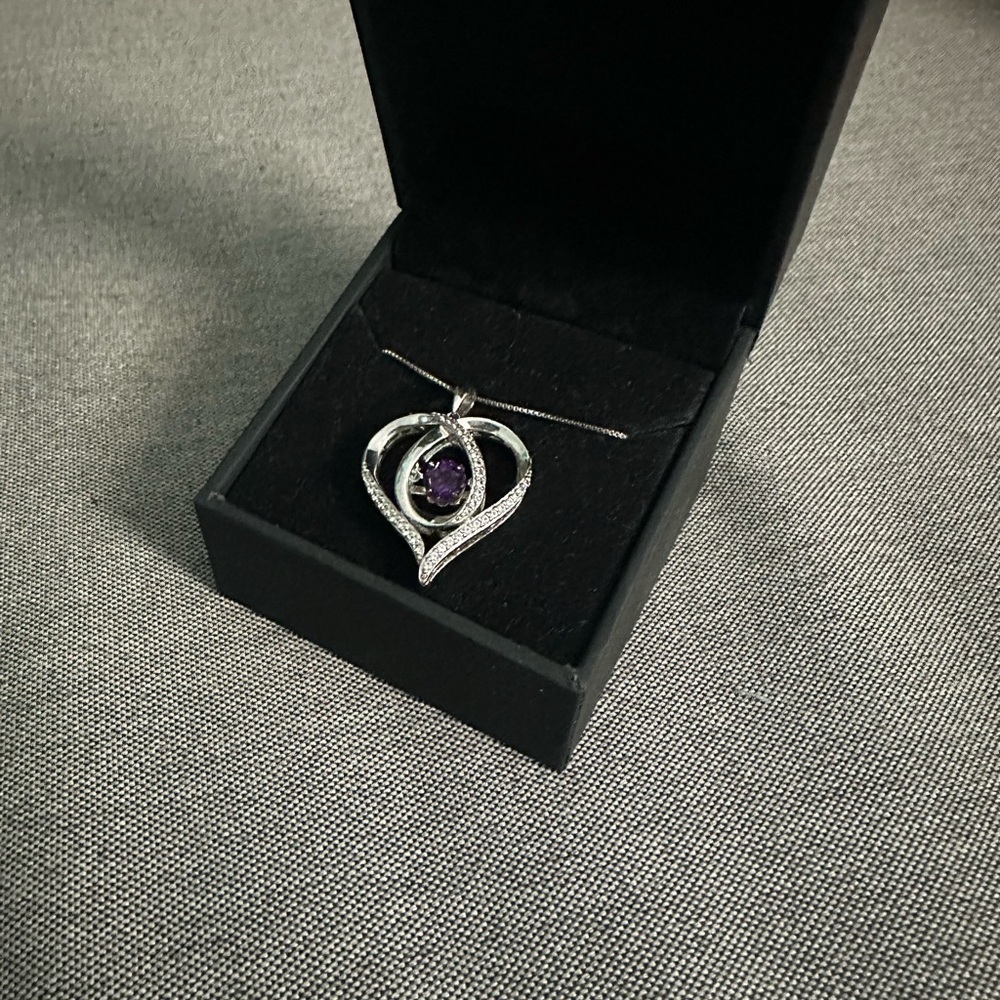 Kay Jewelers Silver and Purple Geometric Heart Necklace